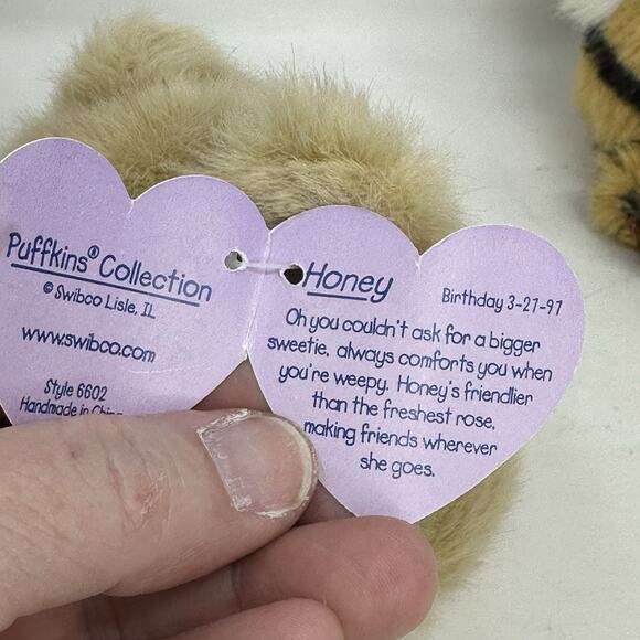 Puffkins Lot of 5 Plush Stuffed Swibco All Have Tags! Ape Dogs Tiger Bear - Picture 12 of 14